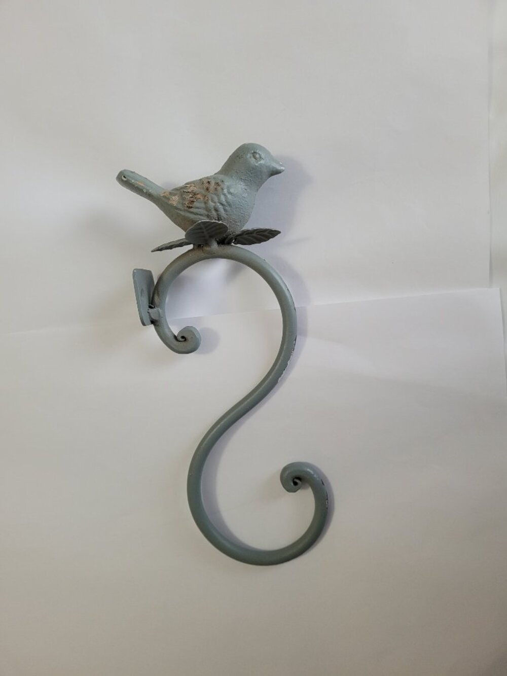 Rustic Bird Wall Hook Metal Blue Grey Color